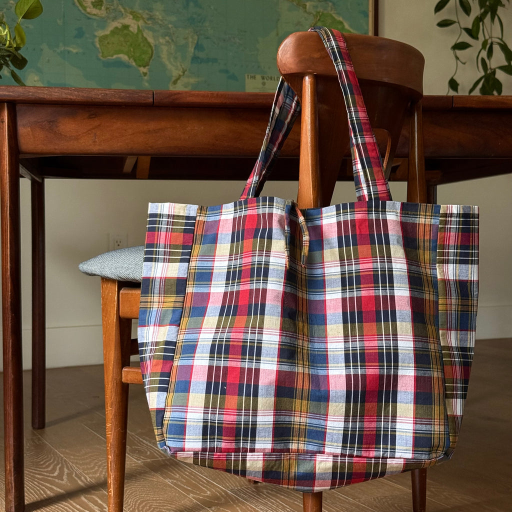 oversized plaid tote