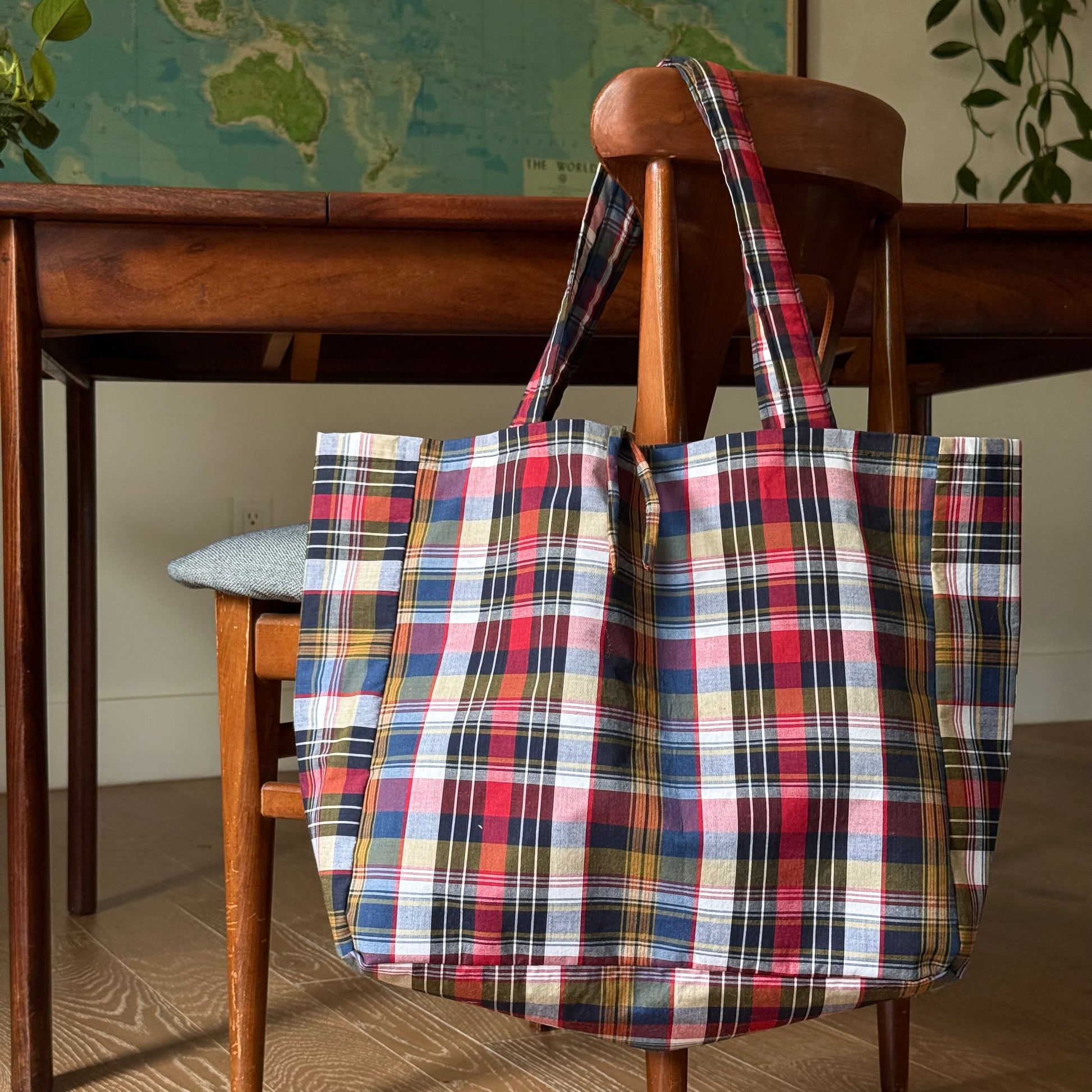 oversized plaid tote