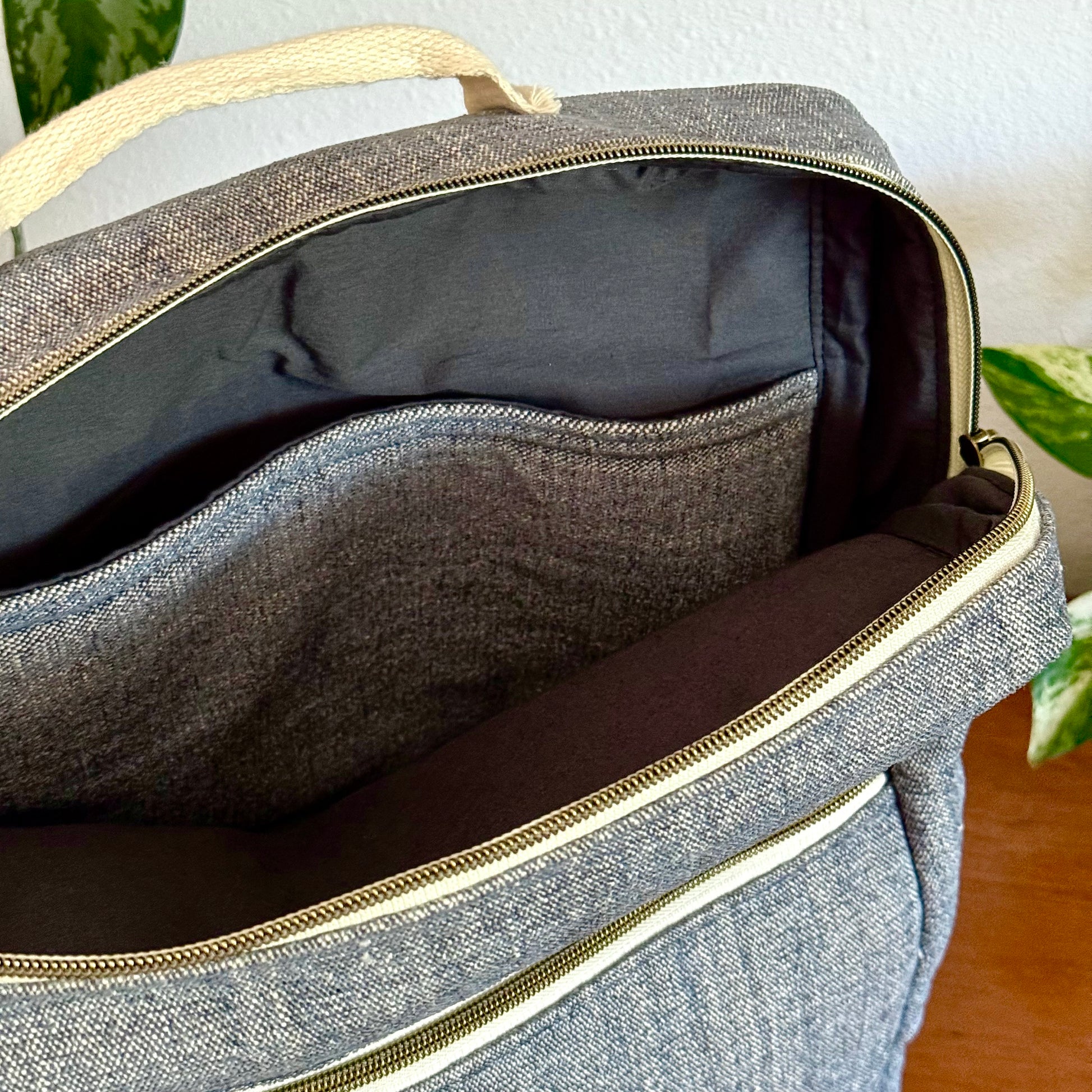 large soft denim backpack