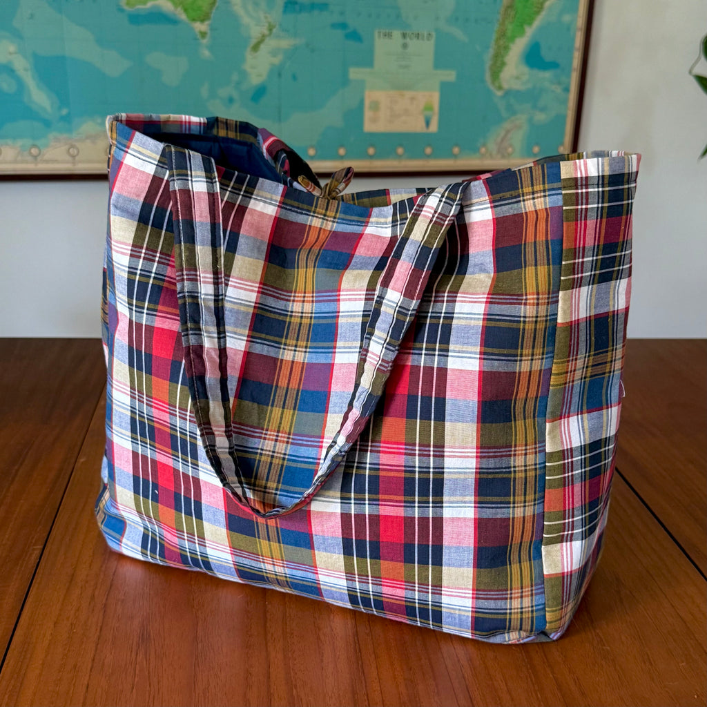 oversized plaid tote