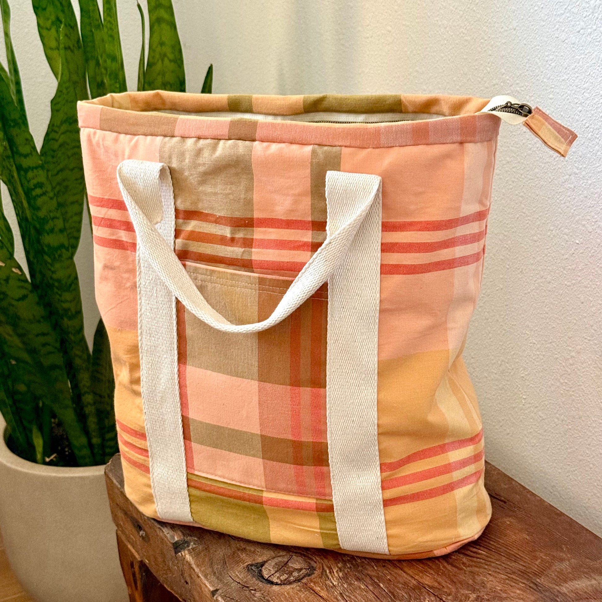 plaid carry-all tote (large)