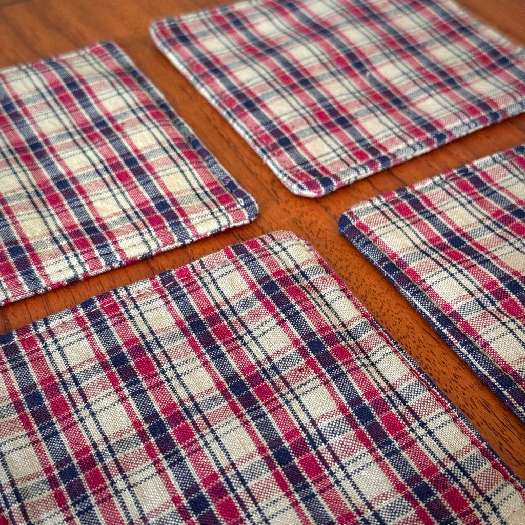 retro plaid coasters