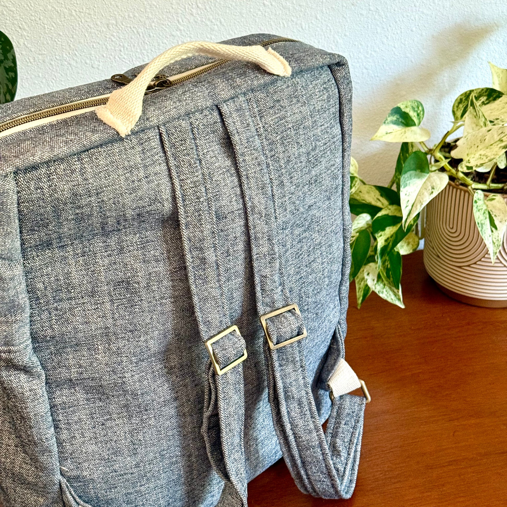 large soft denim backpack