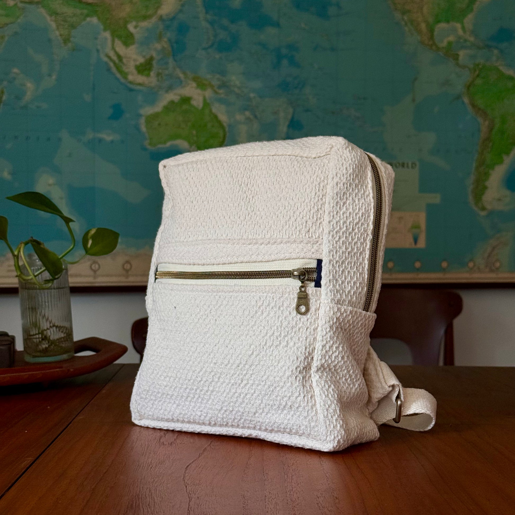 white mini backpack