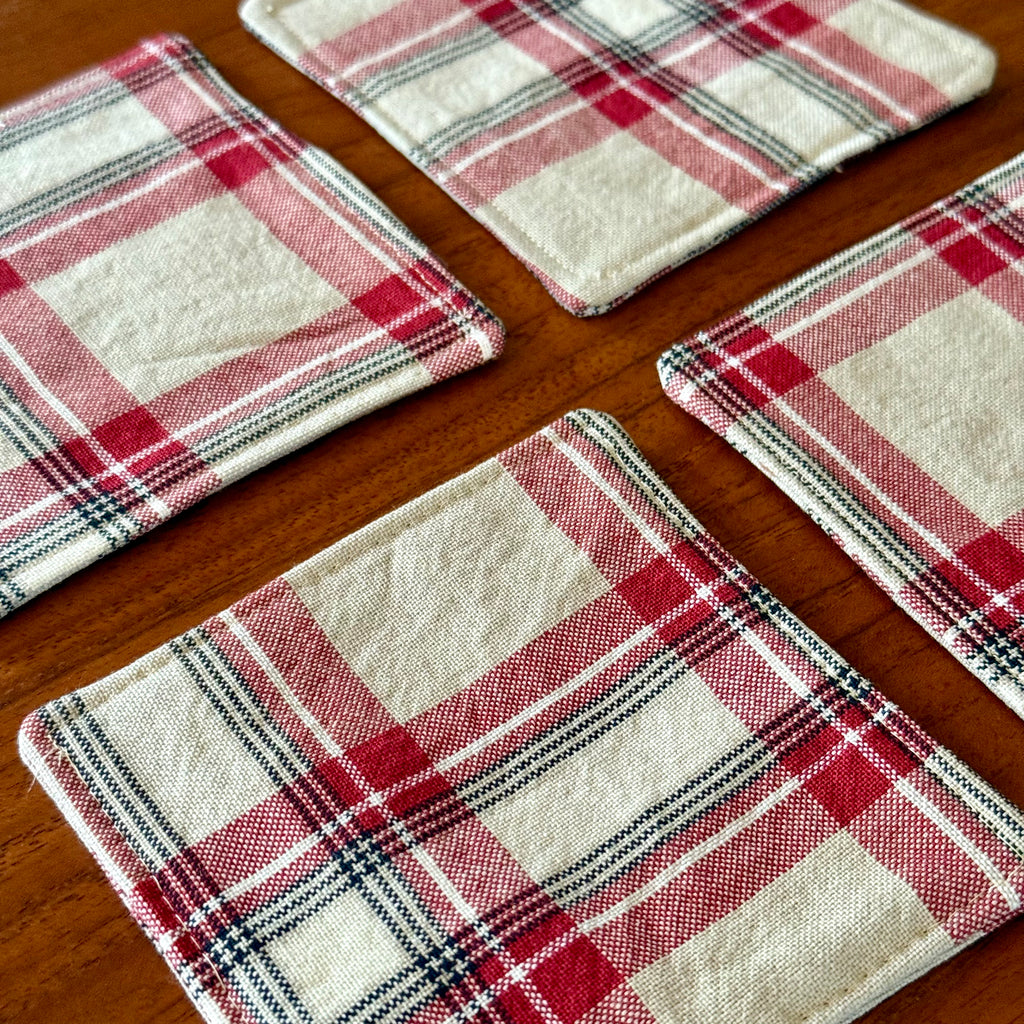 red plaid coasters