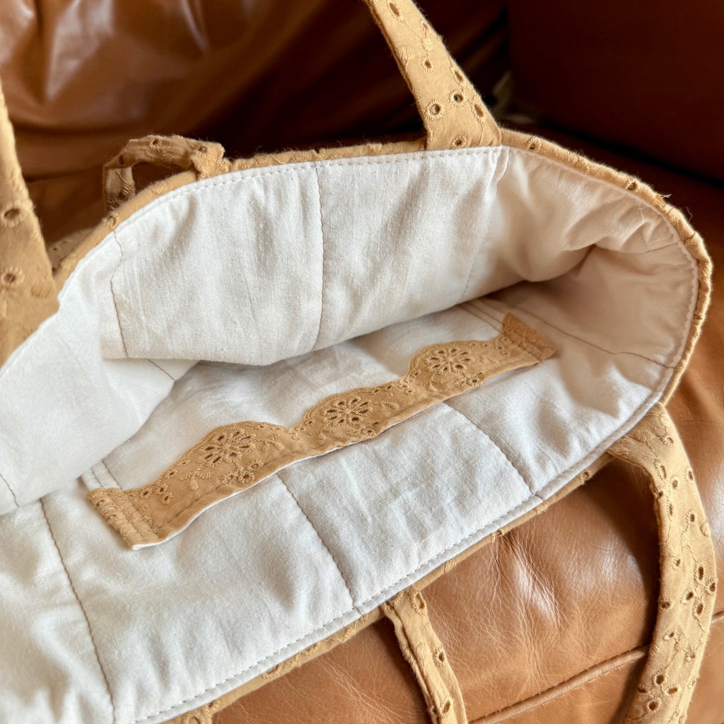 tan eyelet tote