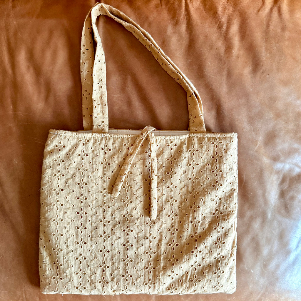 tan eyelet tote