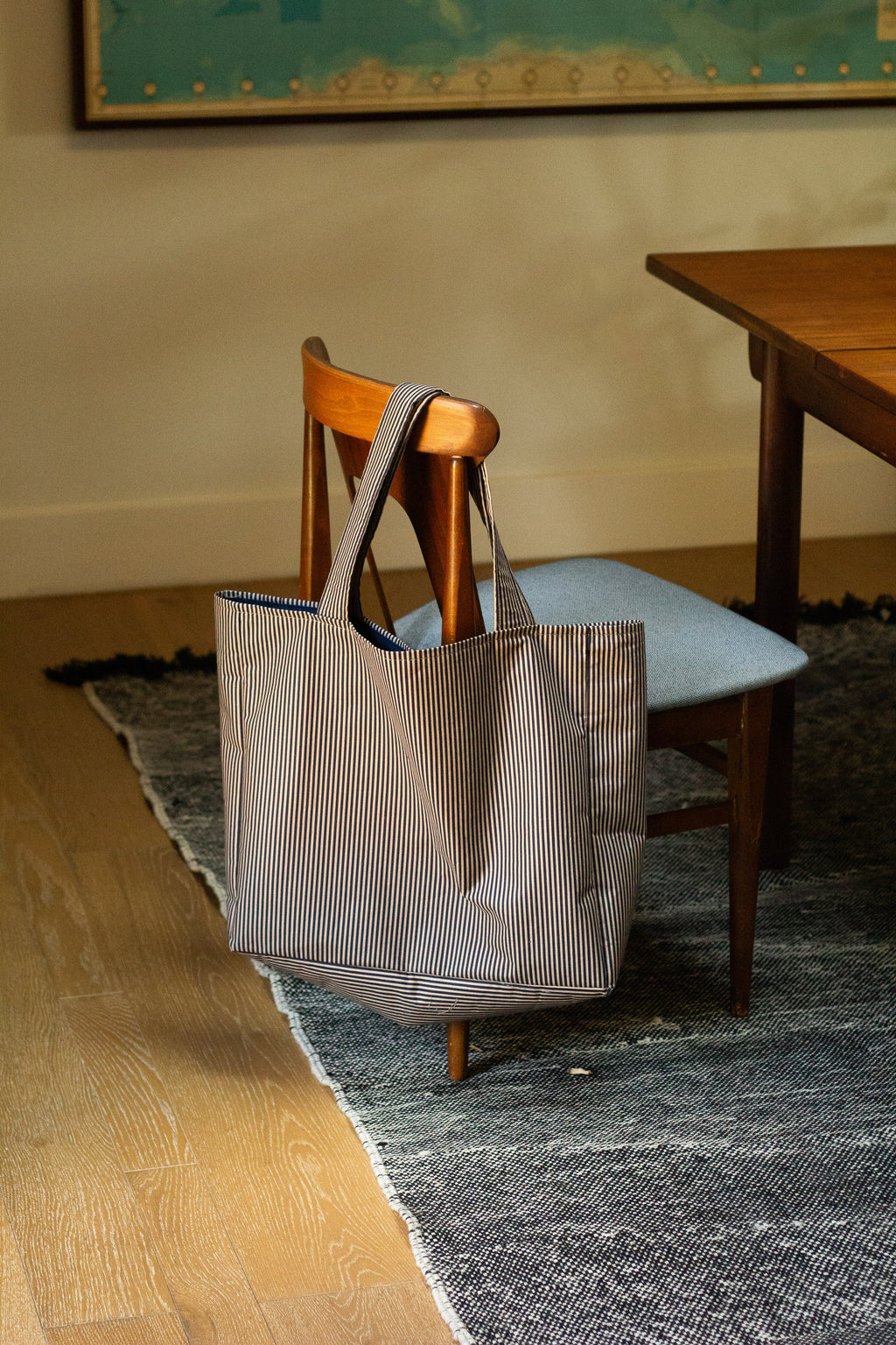 large striped tote